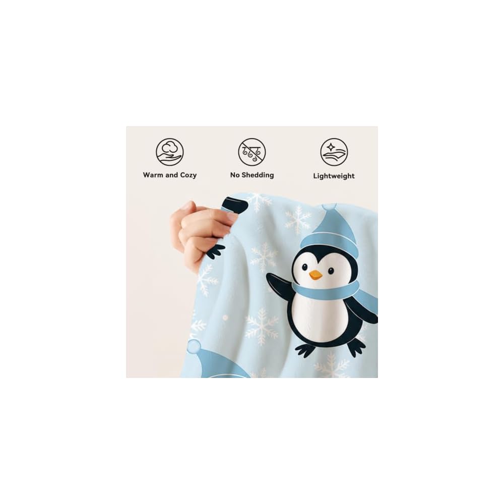Penguin Blanket Cute Antarctica Penguins Throw Blanket Soft Warm Cozy Fleece Fuzzy Plush Winter Animal Flannel Blankets Gifts for Girls Women Boys Kids Adults 40"X50"