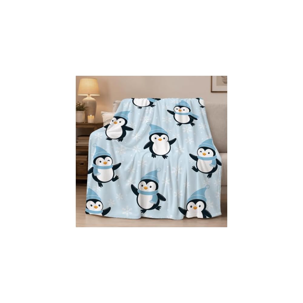 Penguin Blanket Cute Antarctica Penguins Throw Blanket Soft Warm Cozy Fleece Fuzzy Plush Winter Animal Flannel Blankets Gifts for Girls Women Boys Kids Adults 40"X50"