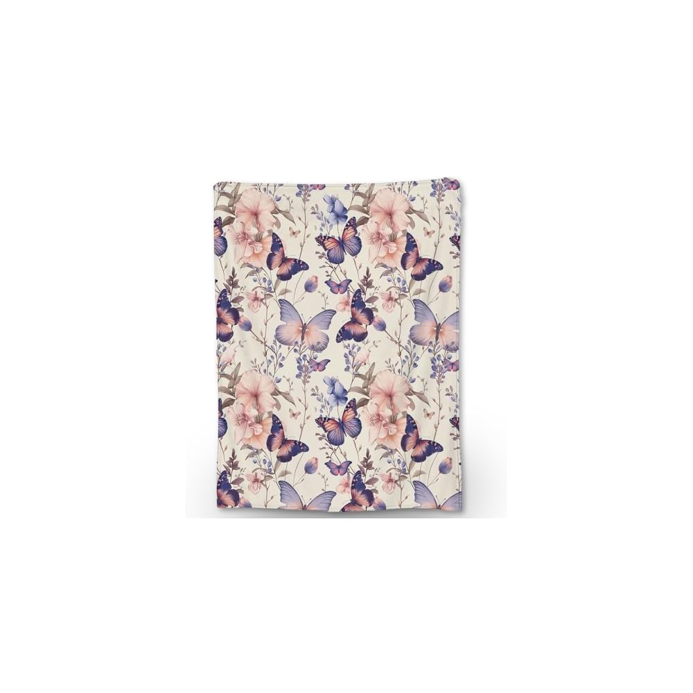 Macaron & Floral Blanket | Soft Fuzzy Warm Lightweight Flannel Throw Blanket Perfect for Couch, Bed, Travel & Outdoor Use, Cozy Blankets for Adults Kids Women 60×50 in