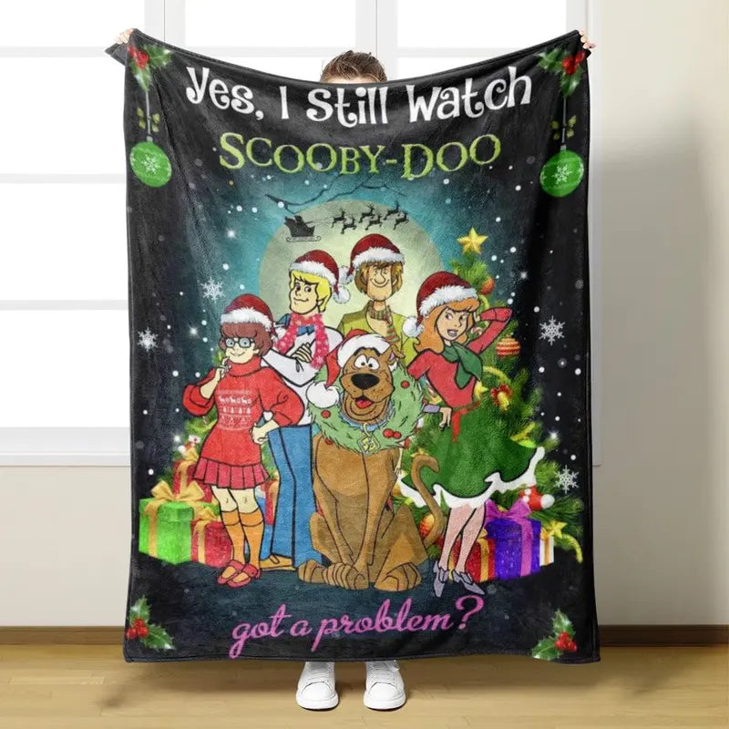 Scooby-Doo Cartoon Character Fleece Blanket, Mystery Machine Haunted Mansion Print Super Soft Microfiber Throw for Kids’ Cozy Sofa Movie Nights, Christmas Gift