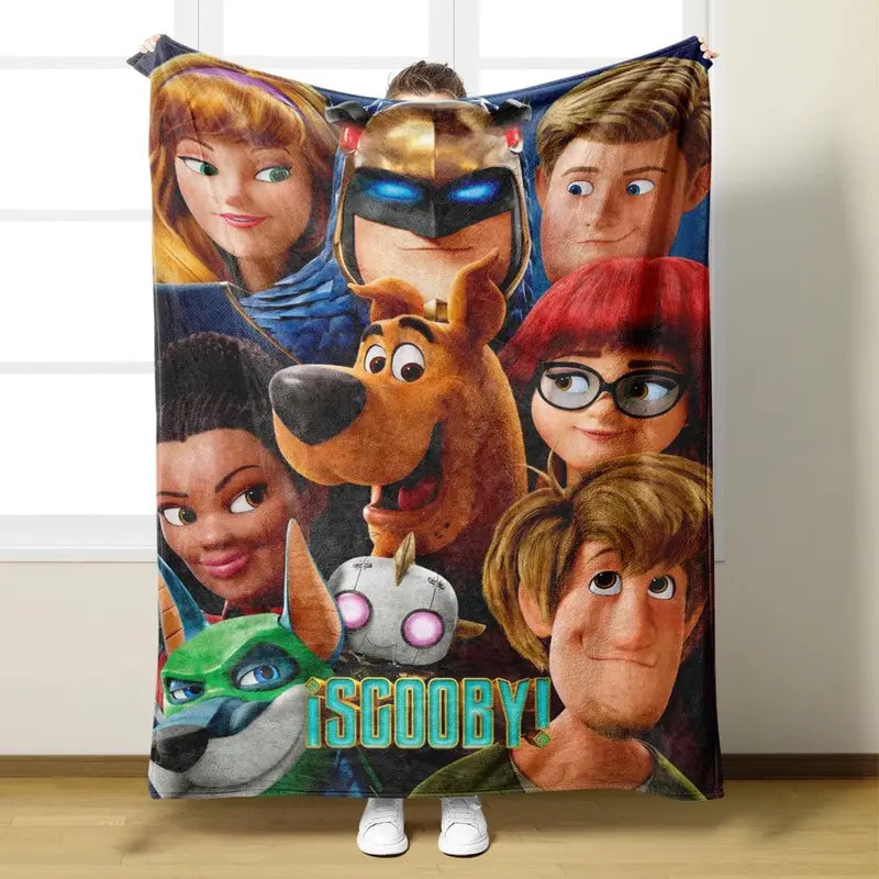 Scooby-Doo Cartoon Character Fleece Blanket, Mystery Machine Haunted Mansion Print Super Soft Microfiber Throw for Kids’ Cozy Sofa Movie Nights, Christmas Gift