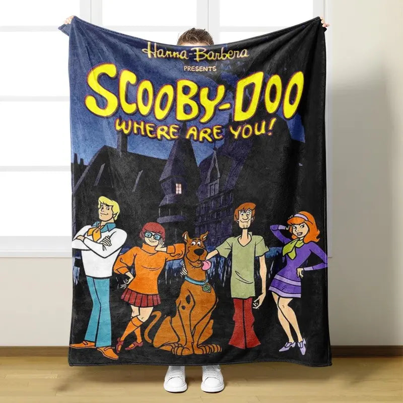 Scooby-Doo Cartoon Character Fleece Blanket, Mystery Machine Haunted Mansion Print Super Soft Microfiber Throw for Kids’ Cozy Sofa Movie Nights, Christmas Gift