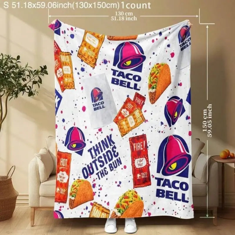 Taco Bell Themed Ultra-Soft Heavyweight Flannel Blanket, Queen Size, Multi-Use Throw for Sofa, Bed & Travel, Quality Home Decoration & Holiday Gift Idea summerwins
